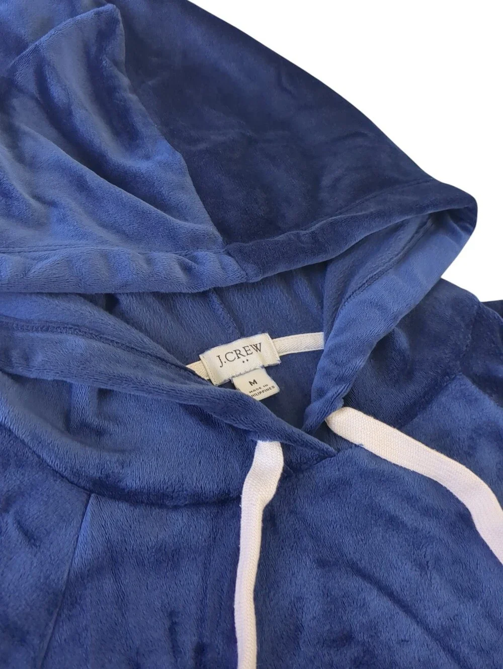 J.Crew Women's Navy Blue Velour Pullover Hoodie Sweatshirt - Size M